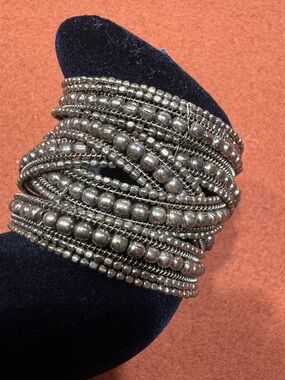 Beaded Multi-Row Wrap Bracelet in Antique Gold
